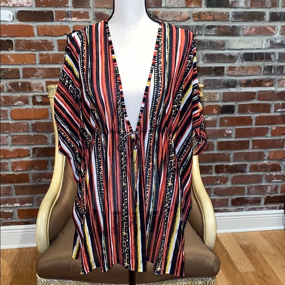 Bold color and animal print swimsuit coverup - Picture 2 of 7